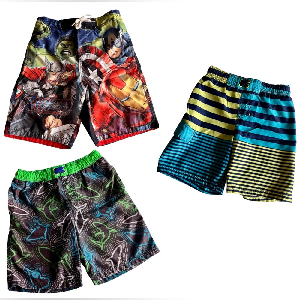 Boys Swim Trunks Bundle - Size Small - Lot of 3 Marvel Cherokee Sharks